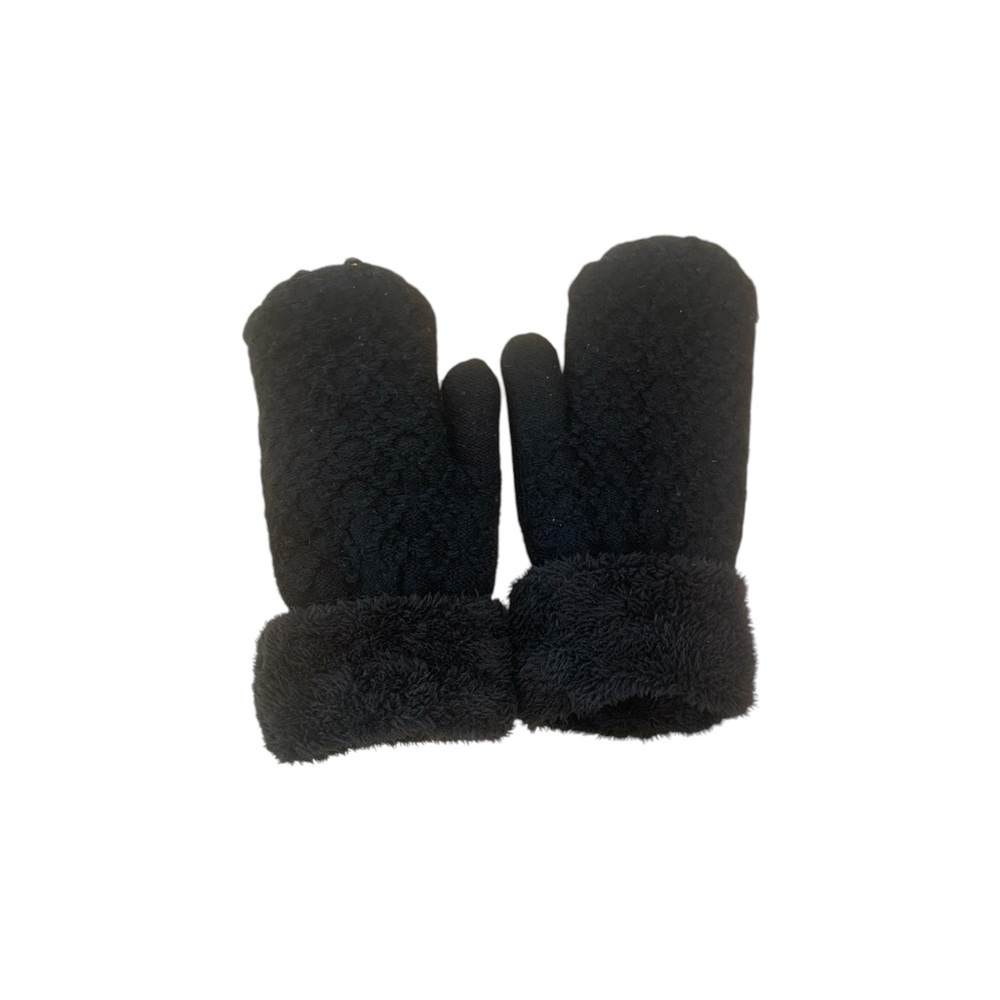 Furry Black Winter Gloves
